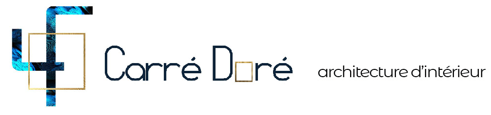 Logotype bleu et doré aux couleurs de l'agence Carré Doré Architecture d'intérieur